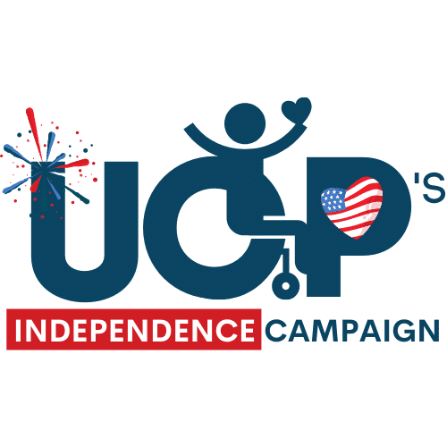 Logo for UCP's independence campaign promoting home and community based services and day treatment for adults with cerebral palsy.