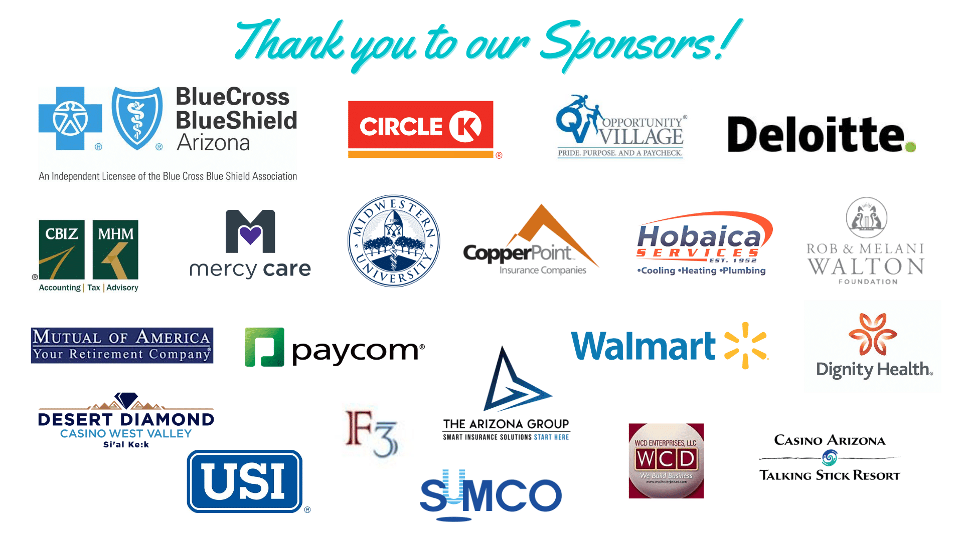 Thank you to our sponsors supporting home and community based services for adults with cerebral palsy of Arizona.