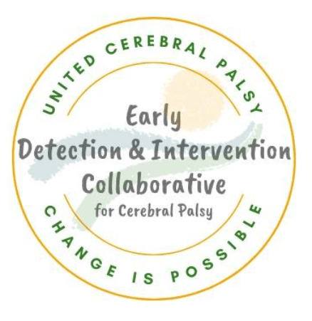Logo of the "Early Detection for Cerebral Palsy" intervention collaborative, featuring text encircled by an orange ring and a motto "change is possible.
