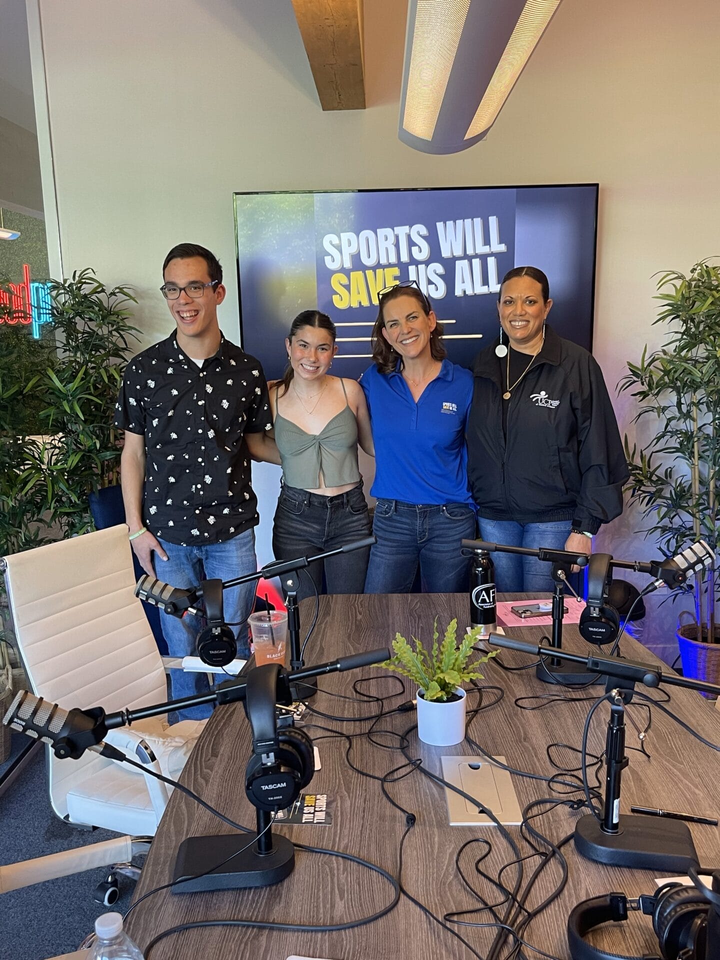 UCP ambassadors and VP of Marketing and development at sports will save us all podcast studio
